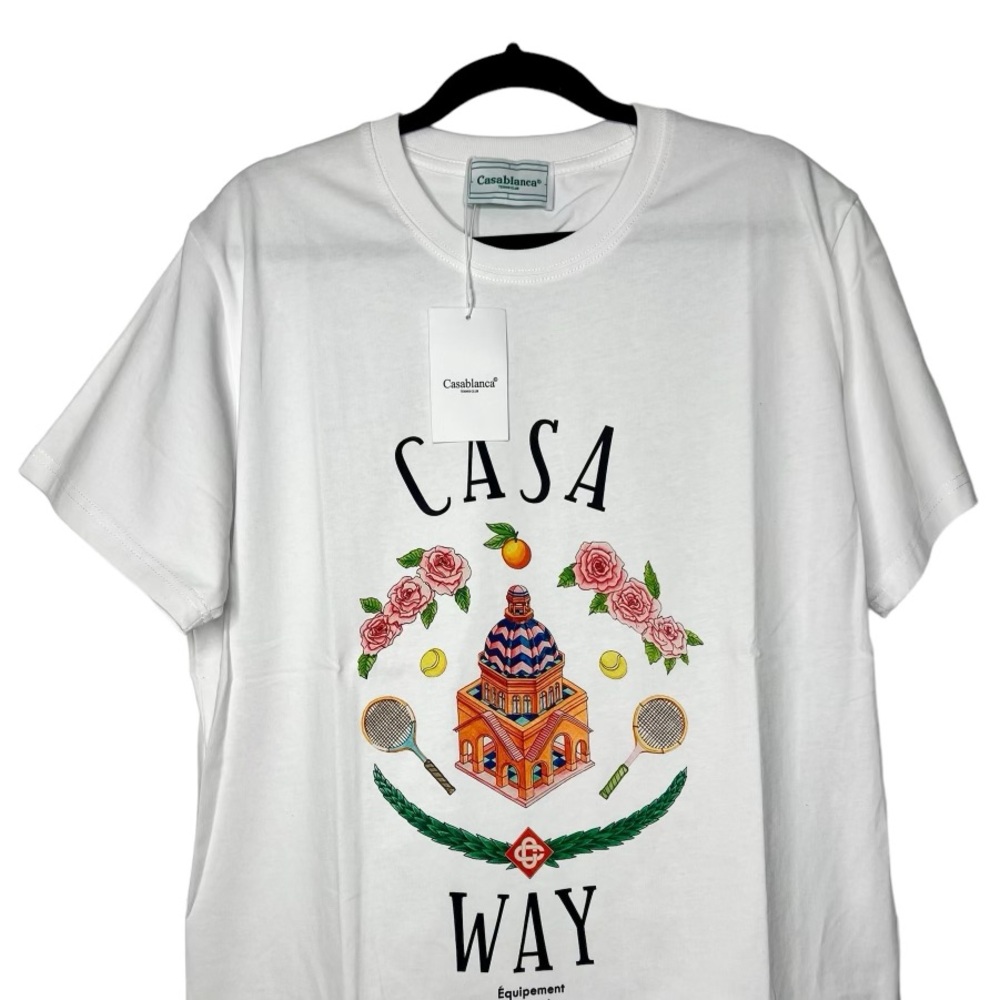 Casablanca Mens Casa Blanca T-shirt Designer Luxury T-Shirt White Medium
